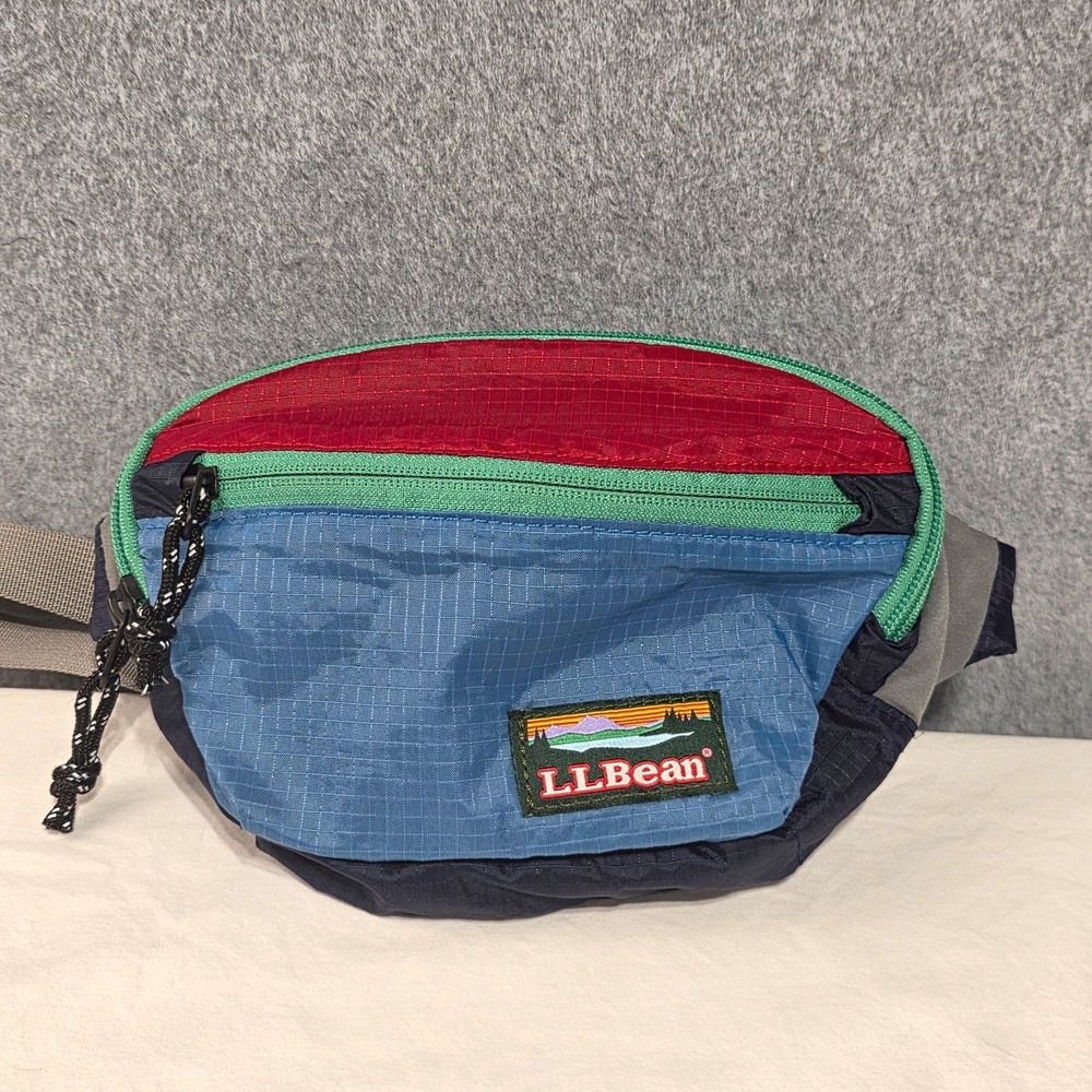 L.L.Bean Nylon Waist Pack Zip Adjustable Strap 2 Pockets - packable